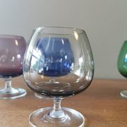 Set of 6 vintage multicoloured stemmed glasses