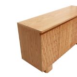 Hand-Carved Solid Oak Italian Sideboard with Four Doors, Brutalist Style