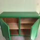 Old sideboard buffet Green wood and bamboo vintage storage unit