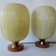 Rare Pair of Table Lamps, Glass and Wood, 1960s