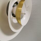 Gold lacquered aluminum hanging lamp from Danish JEKA (closed in the early 90s) model Opus 8037-H
