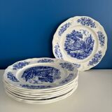 Flat plate decorated with the Moulin des Loups countryside