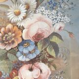 Paire de gouaches Bouquets de fleurs XIXe