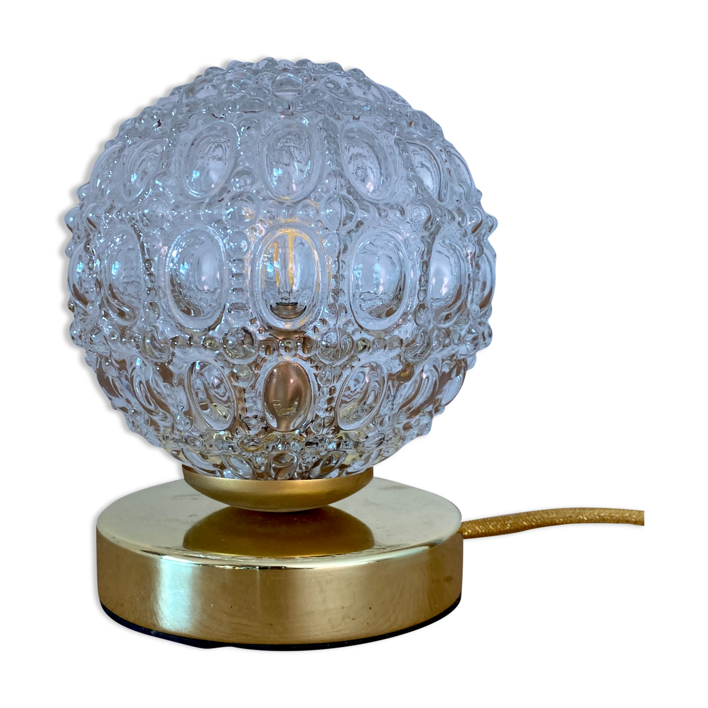 Vintage globe table lamp in molded glass
