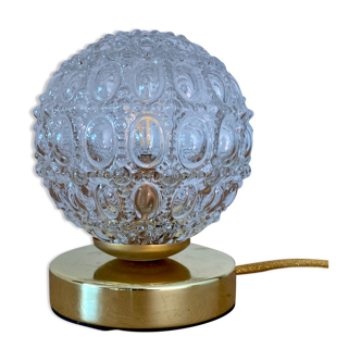 Vintage globe table lamp in molded glass