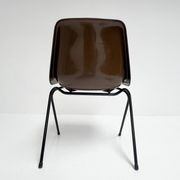 Brown and black set of 6 Polyprop chairs on a metal frame. The Polyprop cha