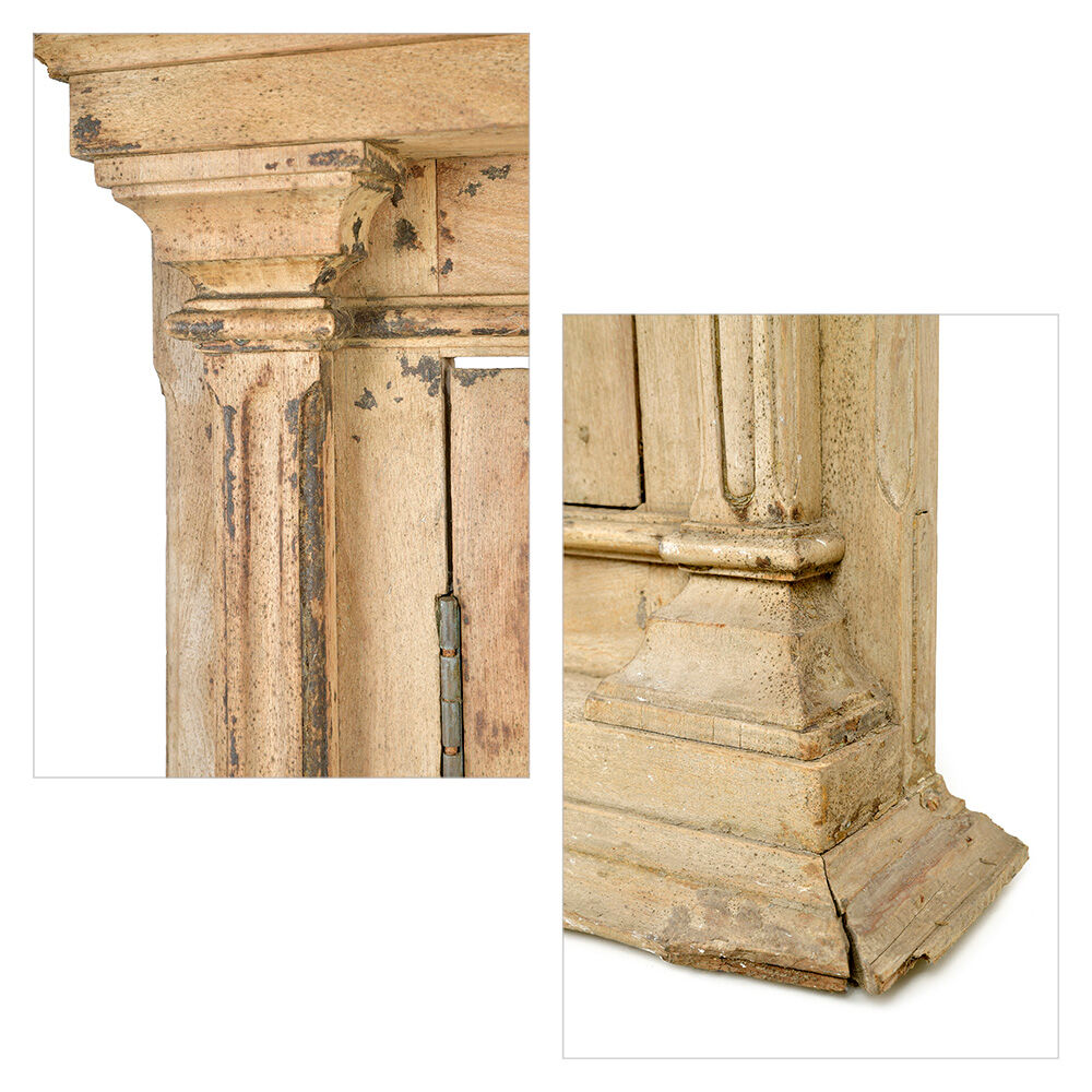 Antique Indian double-leaf door in carved solid wood