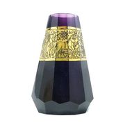 Art Deco vase, amethyst glass, gilded oroplastic, Moser, Czechoslovakia, 1930s