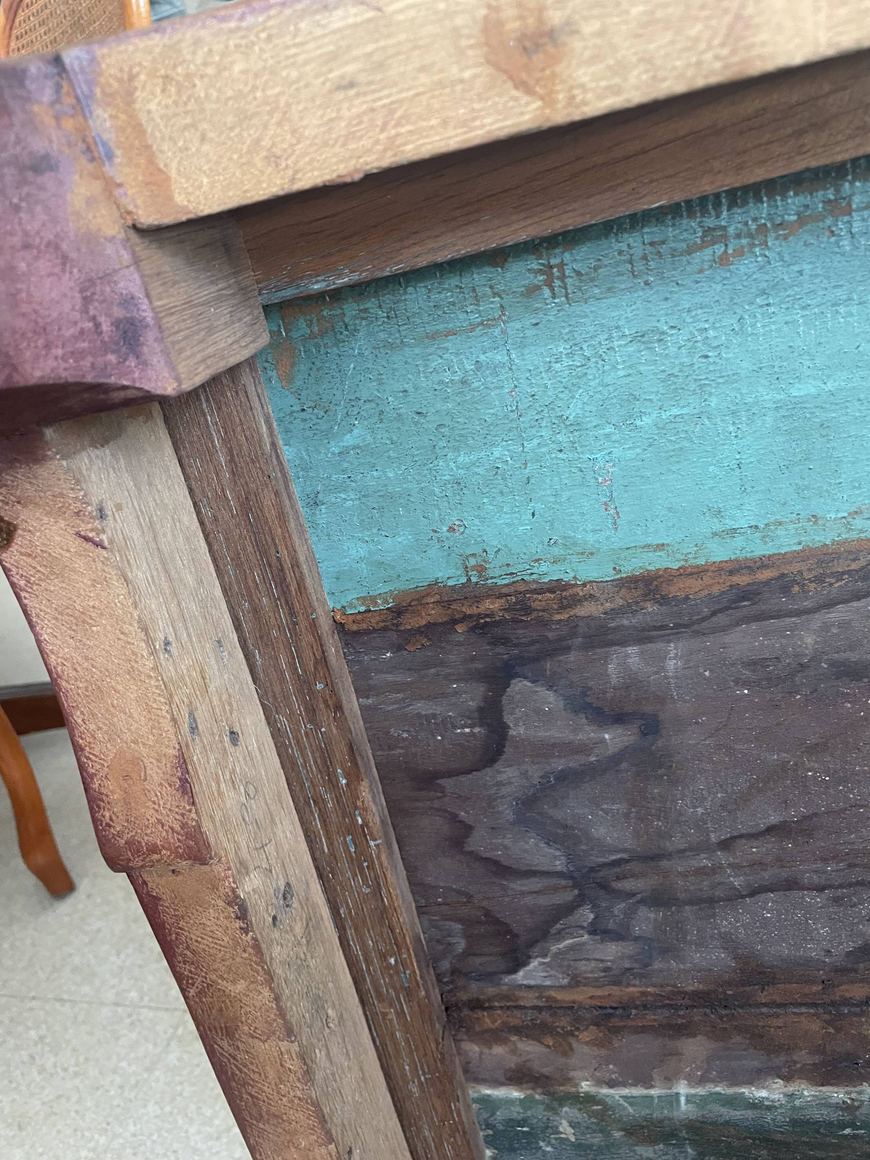 Ancient Chinese kang table – solid elm, horse hoof legs