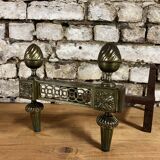 Pair of bronze andirons stamped bouhon frères in louis xvi style