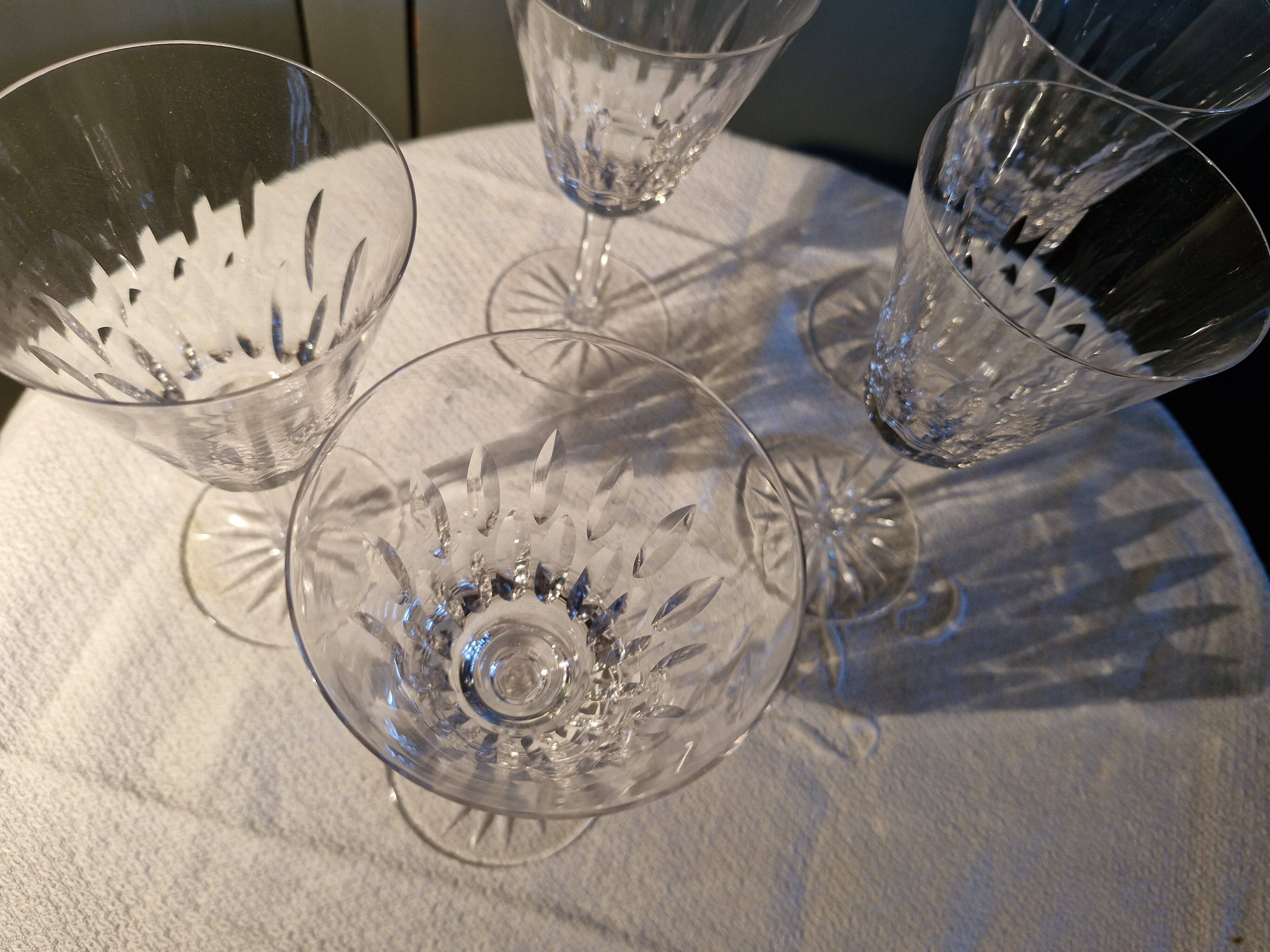 5 antique large glasses for wine/water, cut crystal
