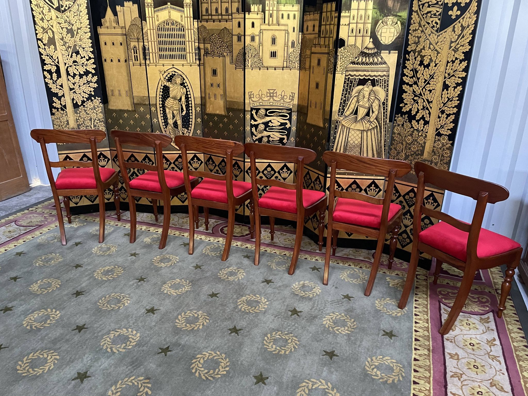 Suite of 6 english mahogany chairs 19th restored