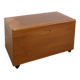 Vintage teak Danish chest with a lid on wheels, toy chest.
