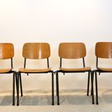 School bench consisting of 4 stackable chairs in industrial plywood by Marko Holland