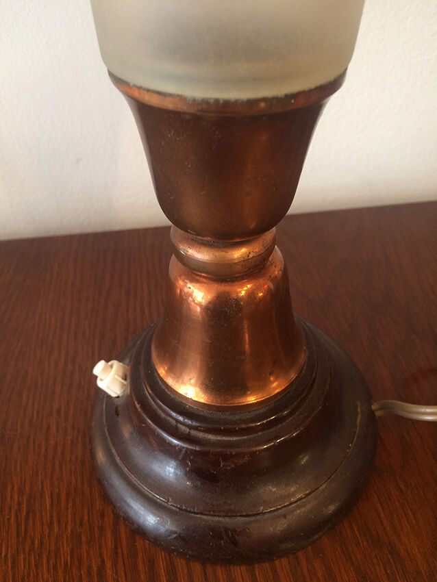 Metal and glass wooden desk lamp 1940