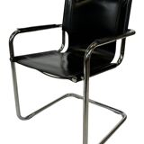 Set of 4 design cantilever chairs black and chrome design made in Italy