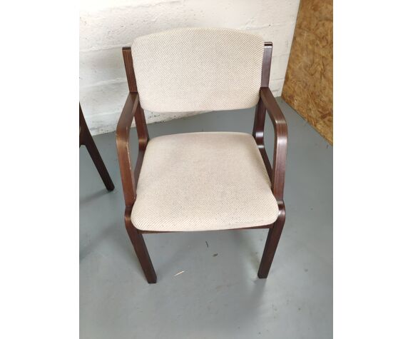 4 wooden and fabric chairs