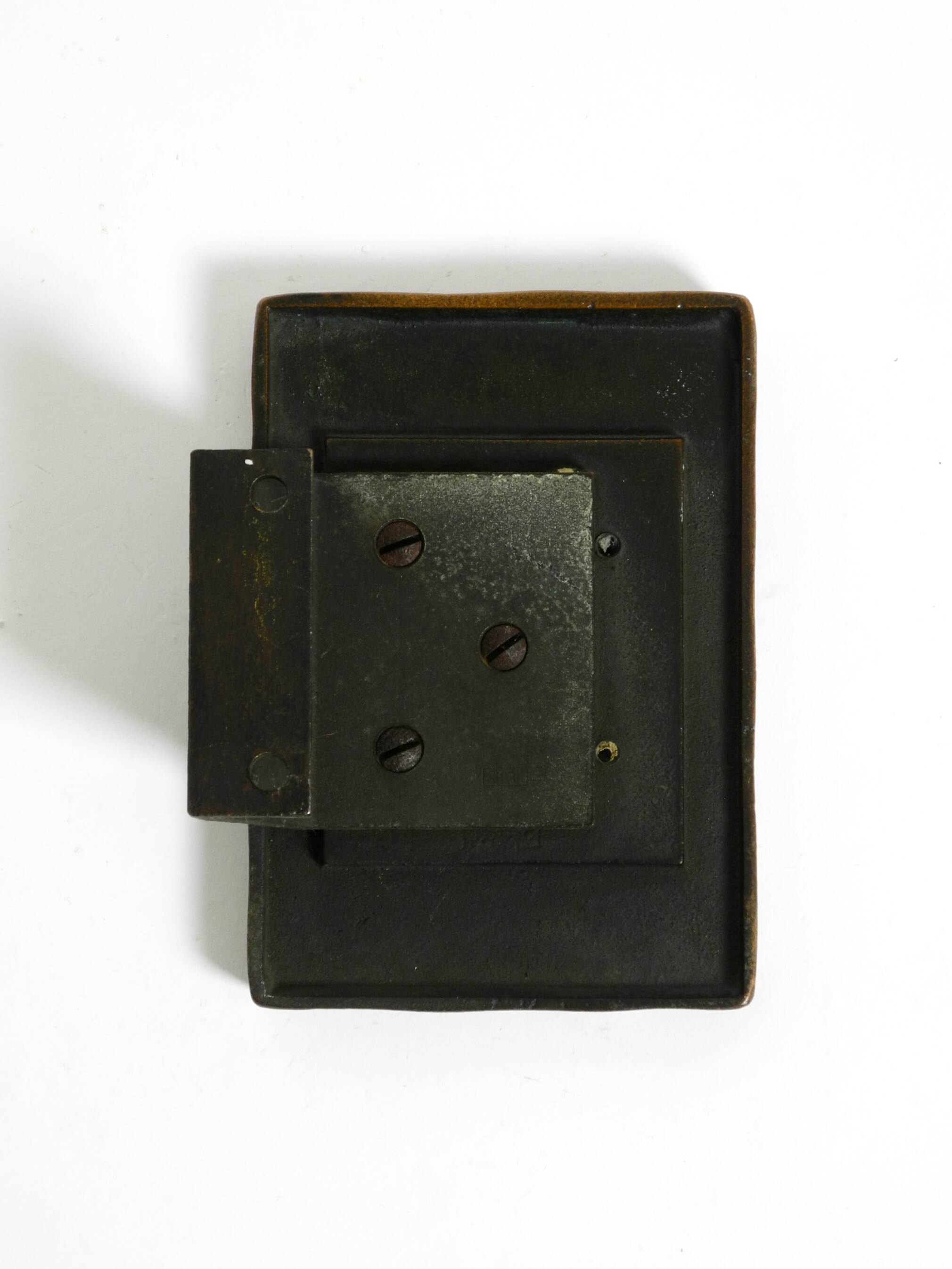 A set of solid 1970s Brutalist pull handles with letter slot and doorbell