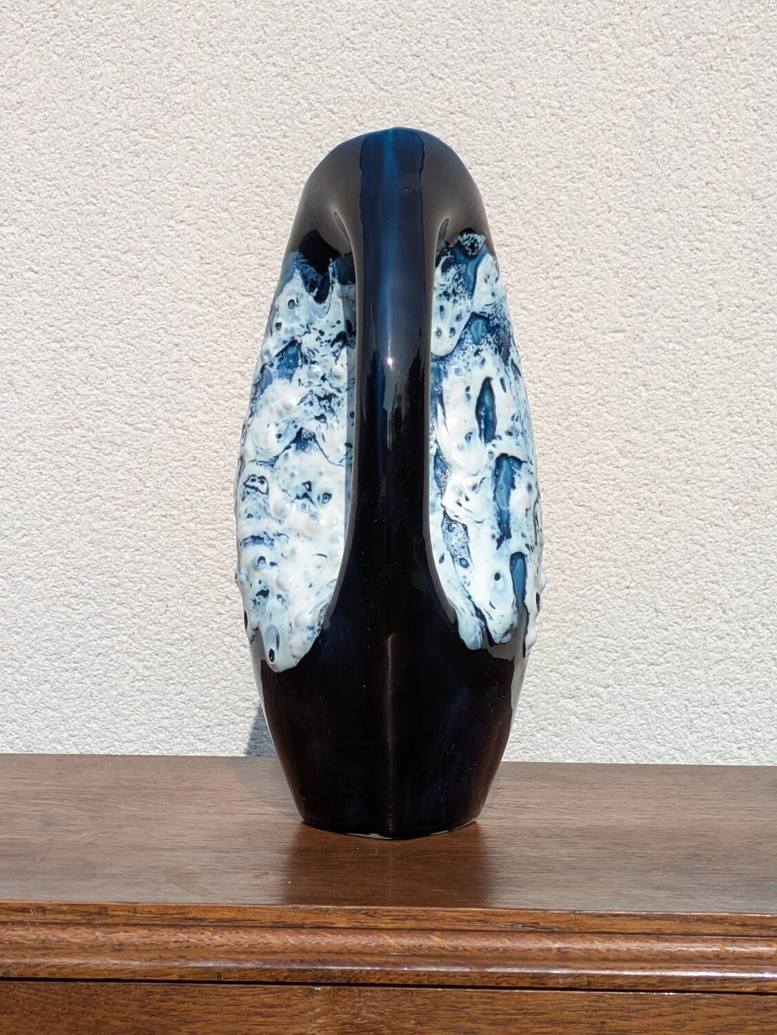 Vintage Vallauris vase from the 50s/60s – fat lava, sea foam, double handle