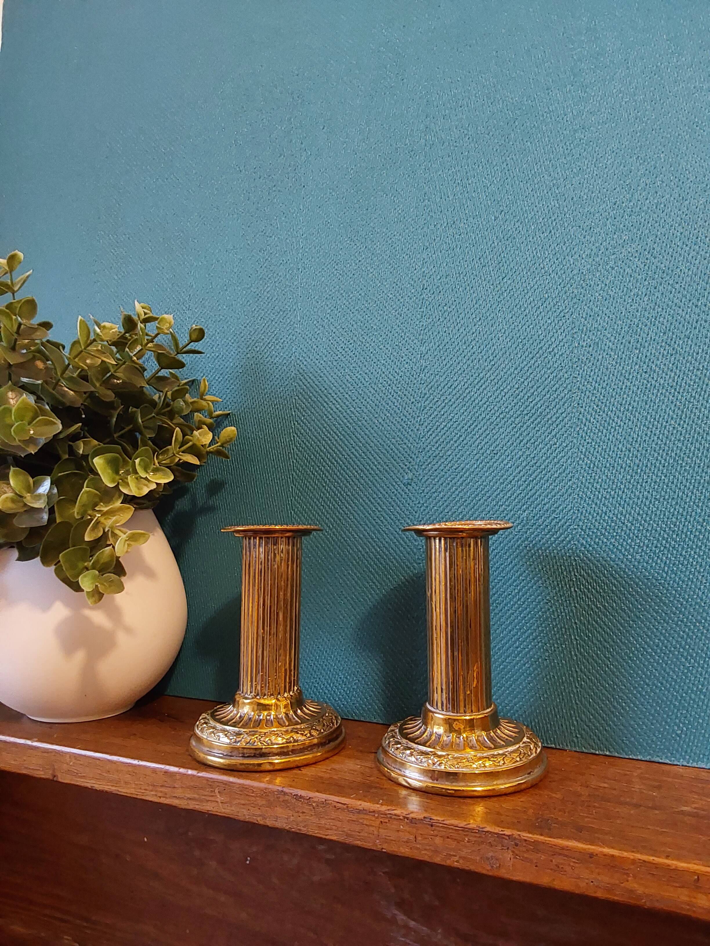 Louis XVI style brass candle holders