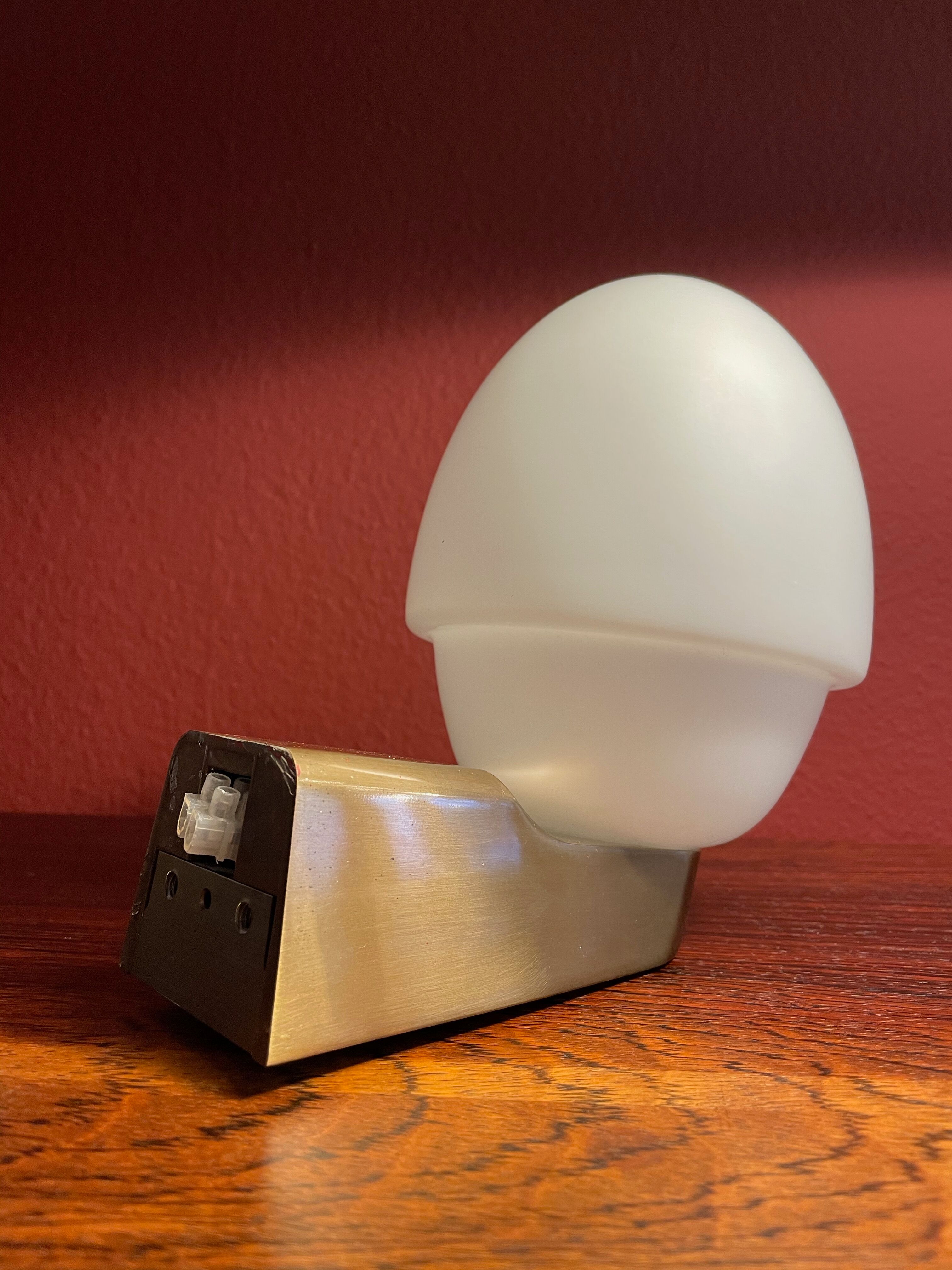 2 Wall Scones Lamps in Opal and brass Italy 80s