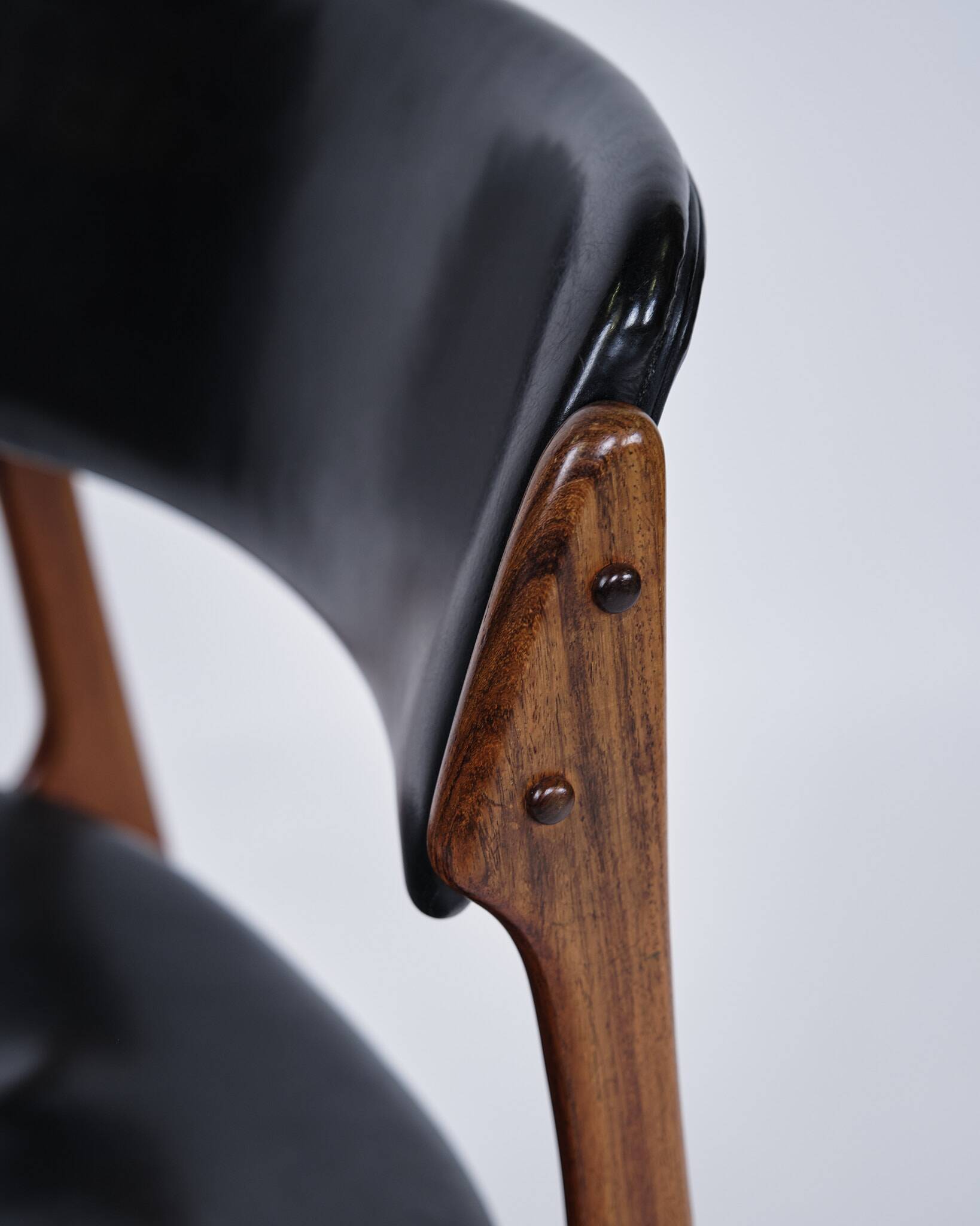 Set of six dining chairs – Erik Buch – Model OD 49 – Rosewood and black leather – O.D. Furniture – 1950s