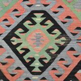 Tapis Kilim Vintage Pastel Fait Main, Motifs Géométriques Turcs, 175x336 Cm