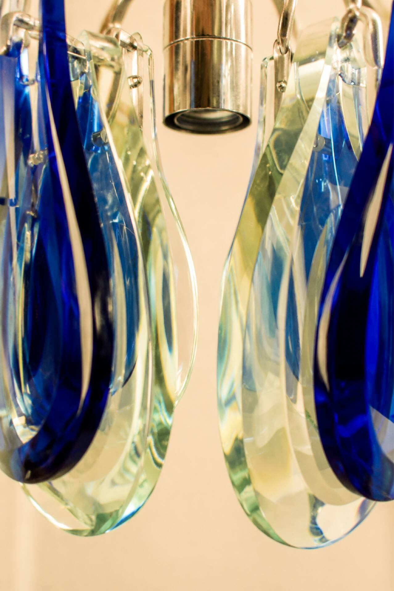 Blue Murano glass suspension light, Italy, 1970s