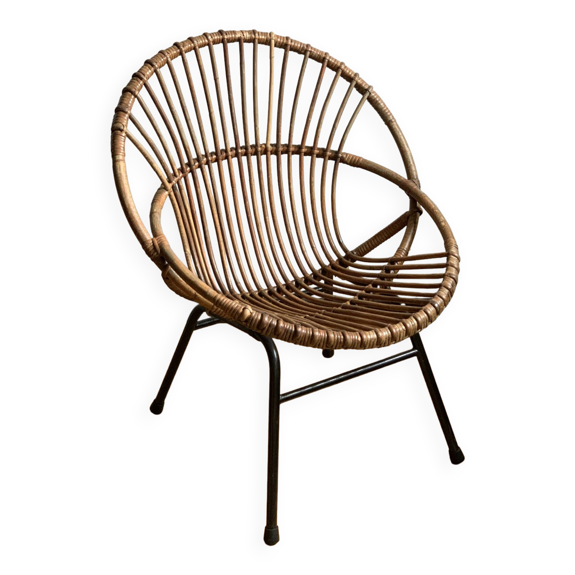 Basket rattan armchair