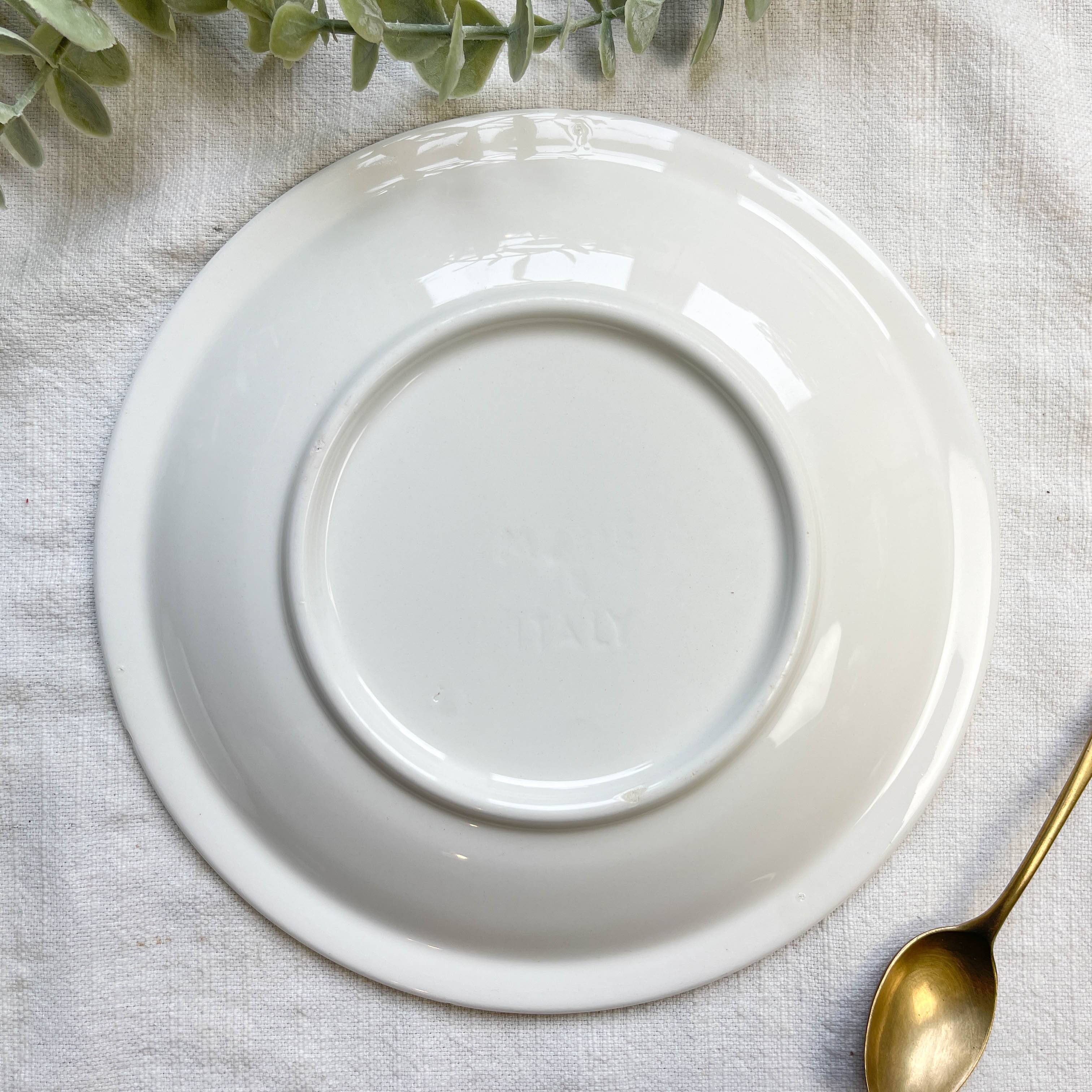 2 Small vintage plates in black and white speckled Italian earthenware