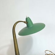 Mid-cenrury Italian Modern brass and green lacquer table lamp from 50s