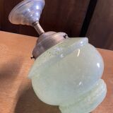 Art Deco hanging globe, Clichy glass, pale green, early 20th century.