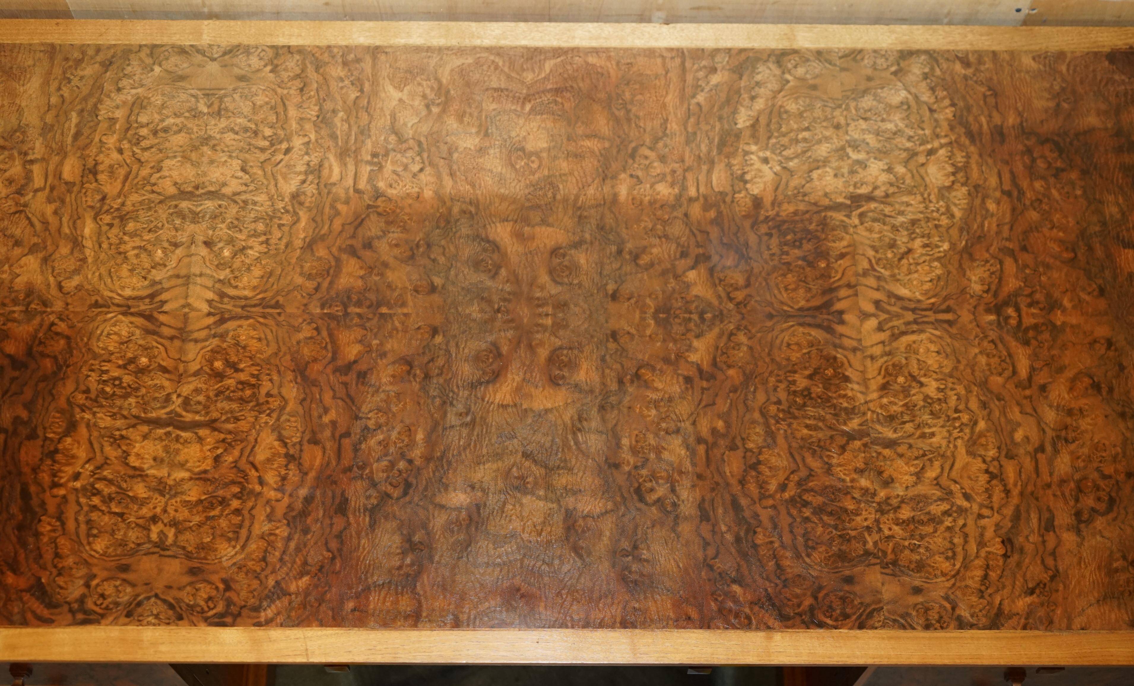 David Linley Burr walnut chest of drawers for light restoration.