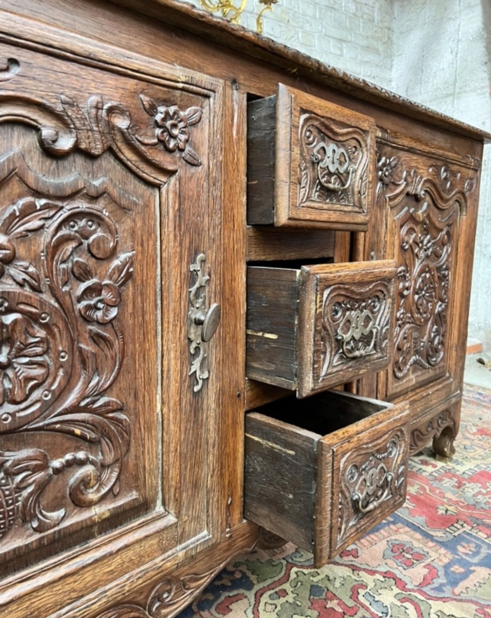 Provencal Buffet In Molded Oak Period Louis XV XVIII Eme Century