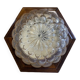 Ceiling light in molded glass and wooden surround, Massive Leuchten, Germany, vintage, 80s
