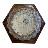 Plafonnier en verre moulé et contour bois, Massive Leuchten, Allemagne, vintage, années 80
