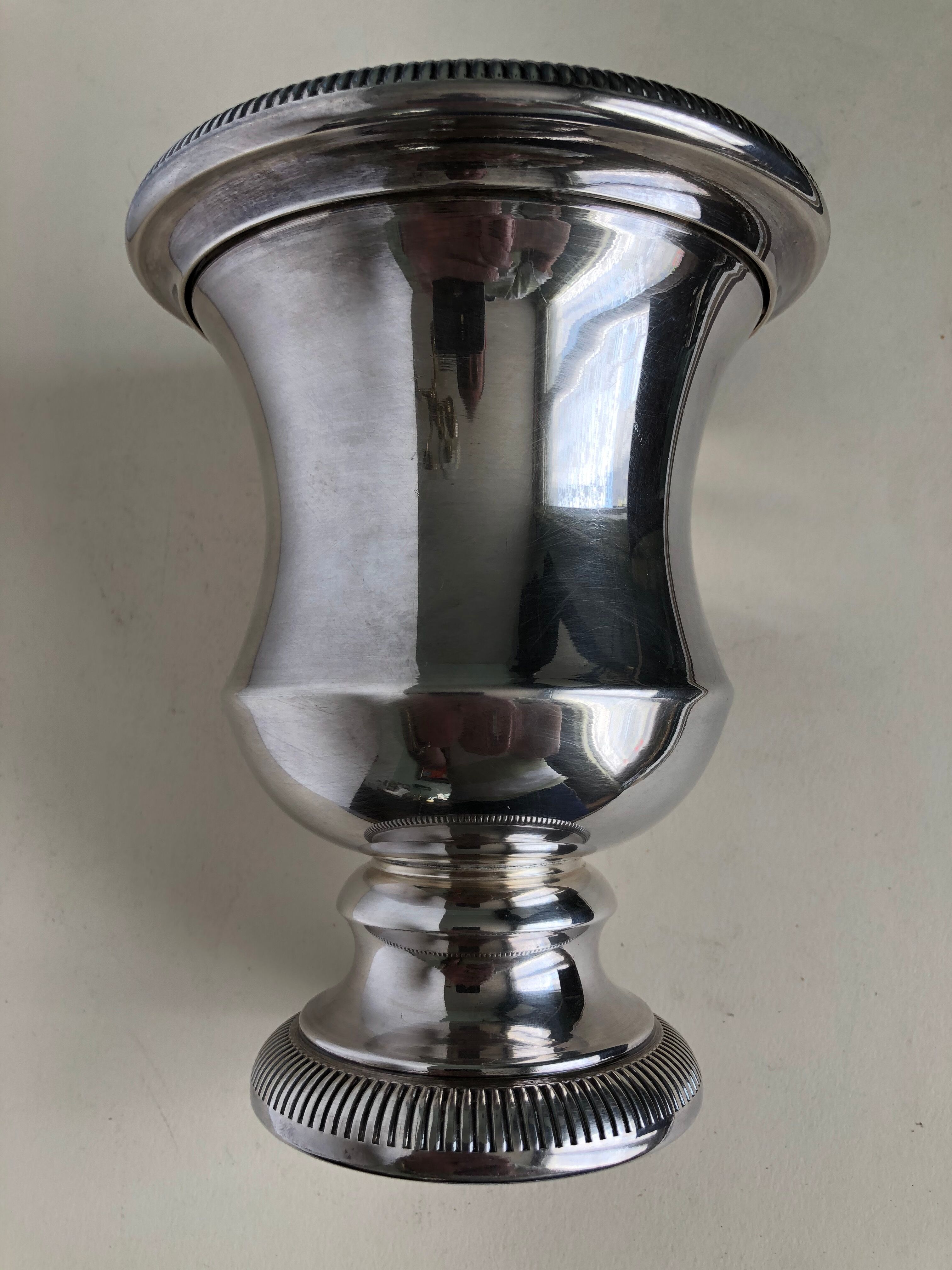 Silver metal vase