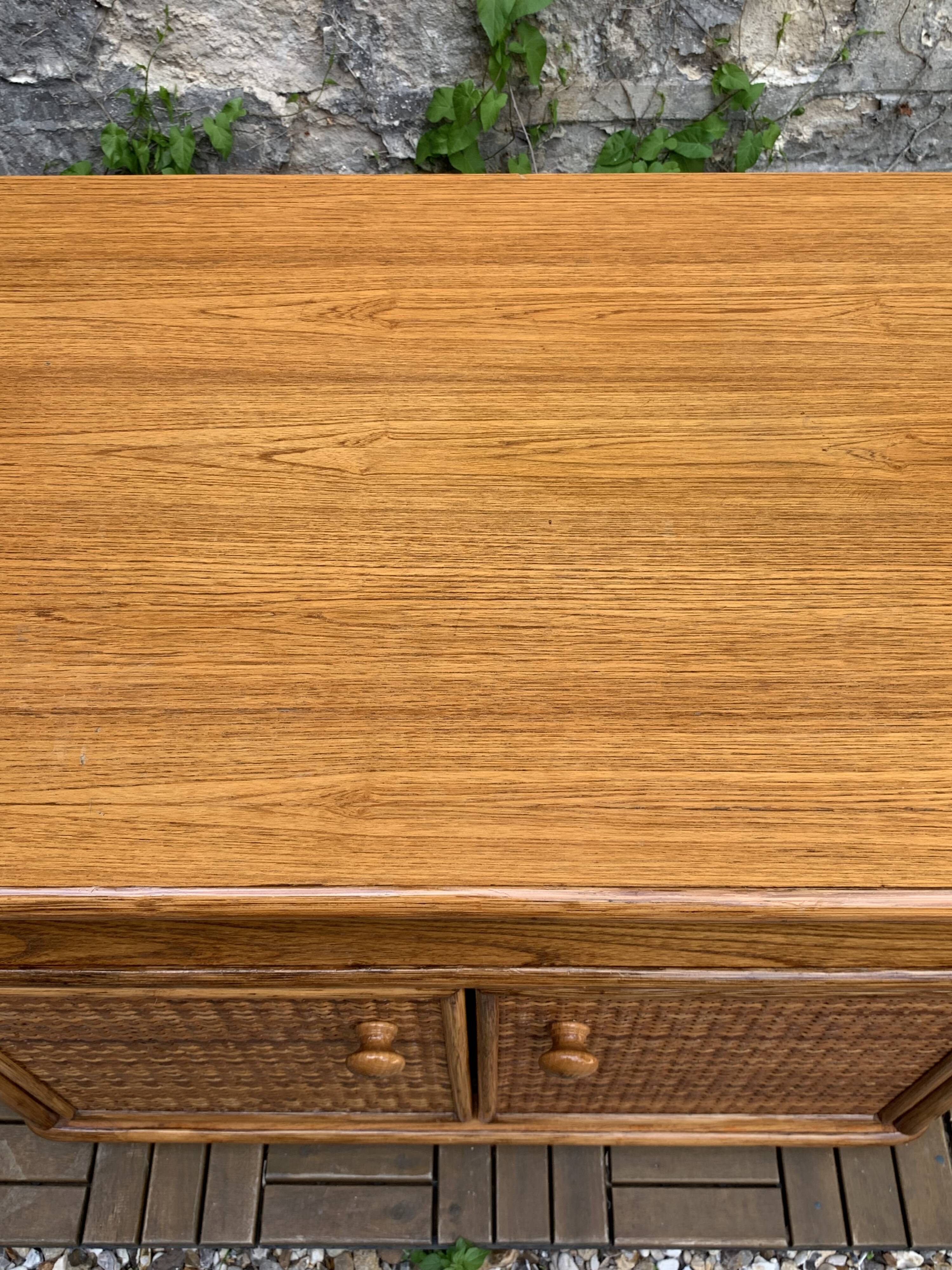 Oak rattan and woven wicker furniture 1980