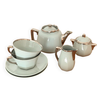 Art Deco Limoges Porcelain Tea Set, Aluminite Frugier