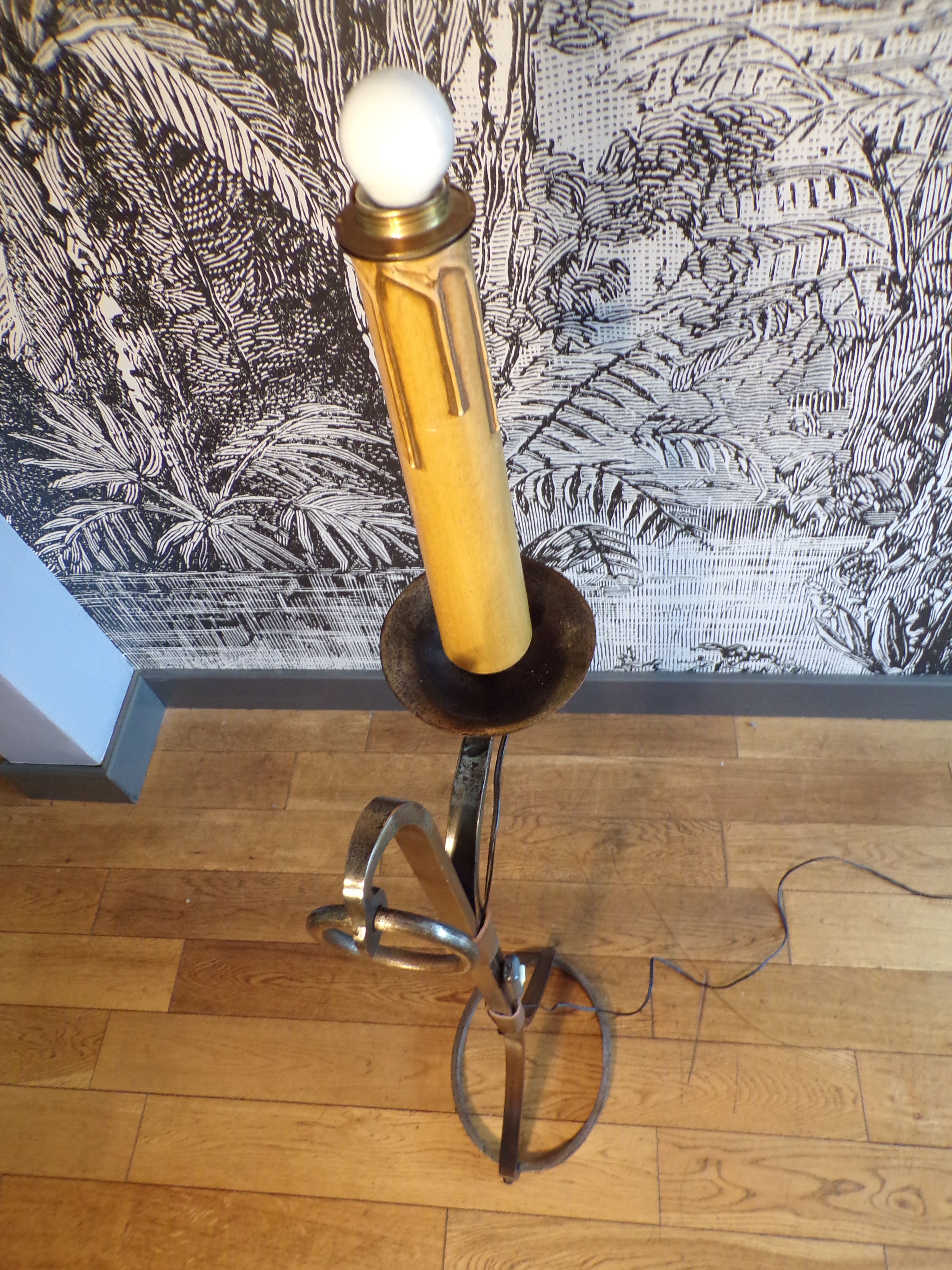 Brutalist jp Ryckaert floor lamp in wrought iron