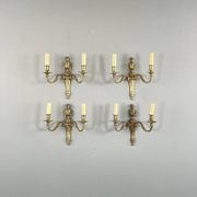 Set of four bronze wall sconces, Louis XVI style, 20th century.