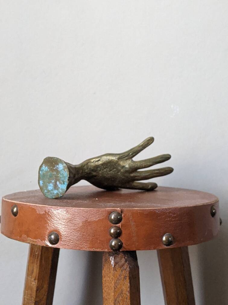 Vintage bronze hand sculpture ring sizer handcrafted decorative object