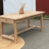 Antique farmhouse table in raw solid oak