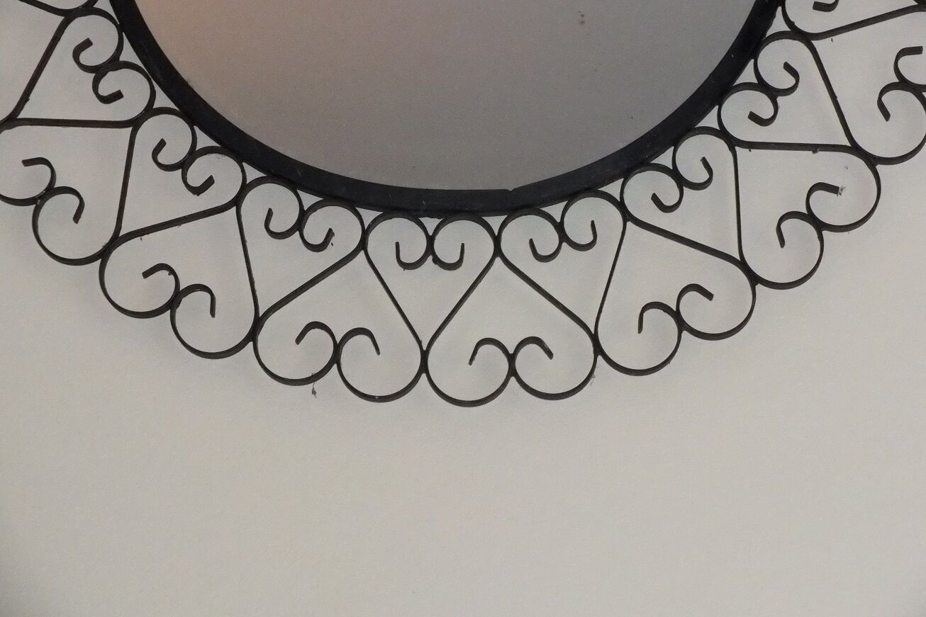 Vintage twisted iron mirror, 1950s, 39cm
