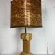Midcentury Italian sculptural large table lamp with wood veneer shade