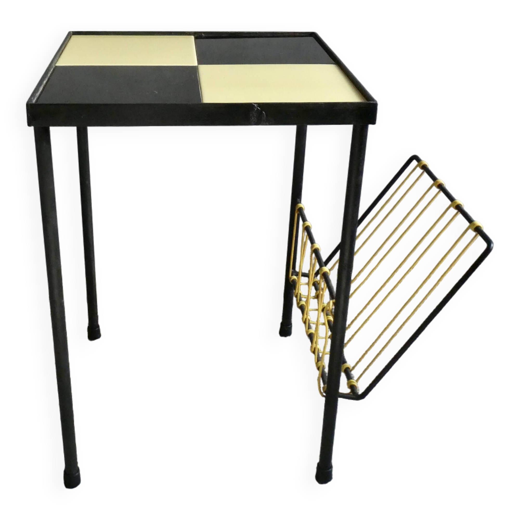 Table d'appoint en métal et carreaux de céramique, vers 1960