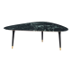Coffee table marble top green feet black lacquer and brass