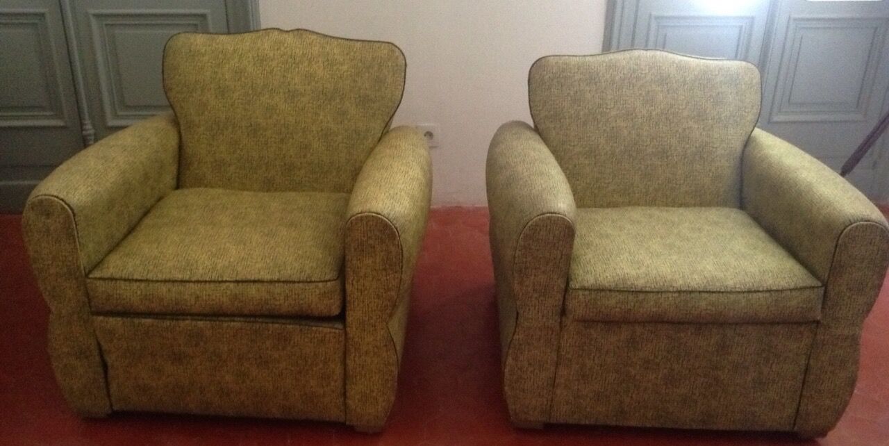 Pair of vintage skaî armchairs found yellow and black perfect condition