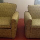 Paire de fauteuils vintages skaî chinés