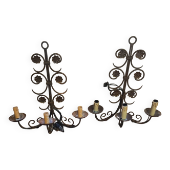 Paire appliques en fer forgé